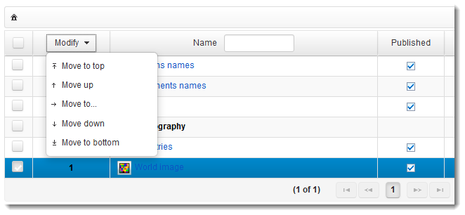 The menu Modify offers many options to move a layer inside a group or to another group of layers.