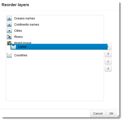 The option Reoder layers... allows for reordering the layers by drag abd drop.