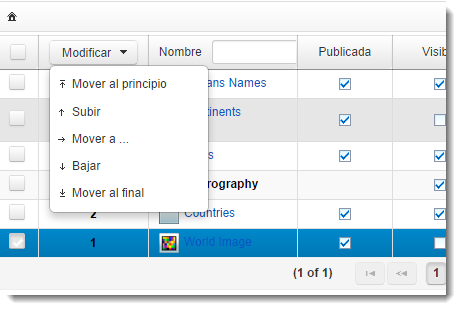 El menú Modificar ofrece varias opciones para desplazar una capa dentro de un grupo o hacia otro grupo de capas.