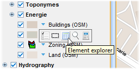 The element explorer is displayed from the layer management window
