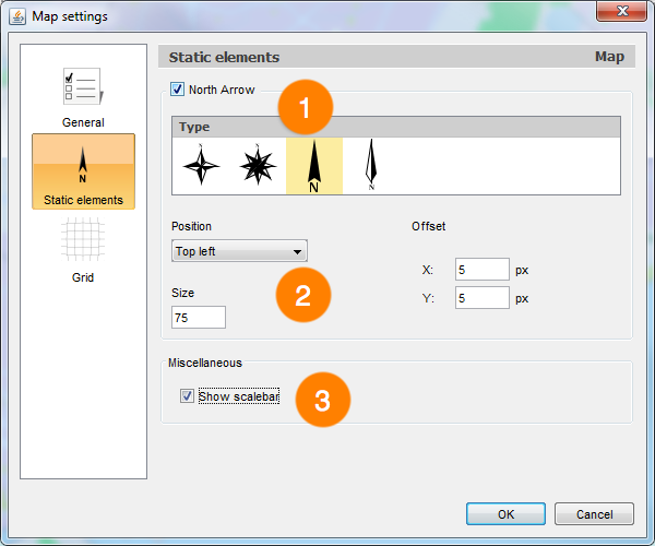 Map static element settings interface