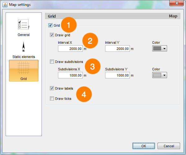 Interface de configuration de la grille