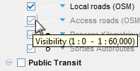 Example of a layer not displayed because of the visibility thresholds