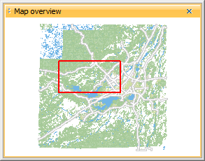 Overview window showing the displayed region using a red rectangle