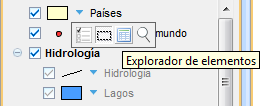 El explorador de elementos se visualiza en el administrador de capas