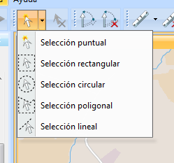 Lista de herramientas de selección disponibles