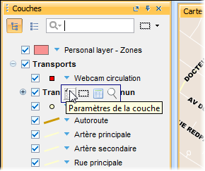 Accès aux paramètres des couches