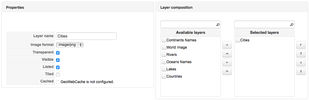"Cities" layer configuration.