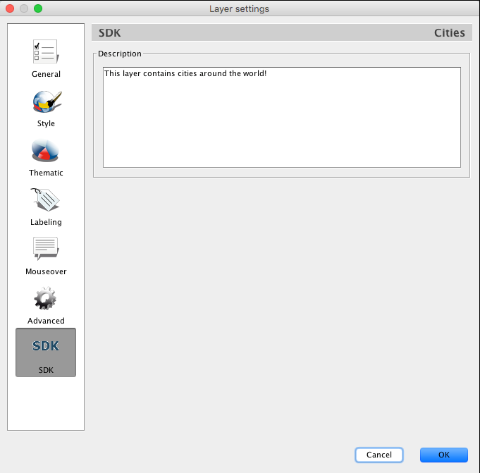 Additional layer setting page created programatically