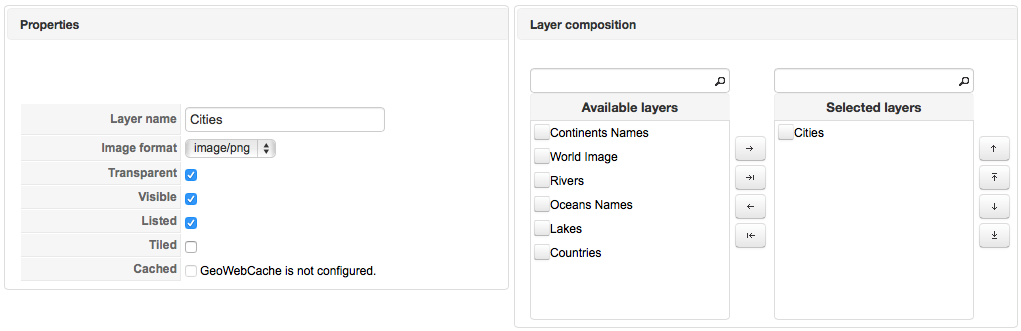 Configuration de la couche Cities