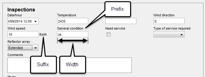 An example of the layout of a form's components