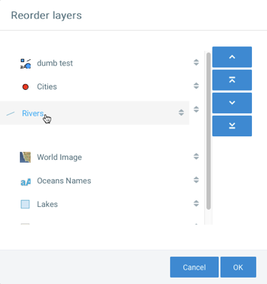 The Reorder layers... option allows you to reorder layers using drag-and-drop actions.