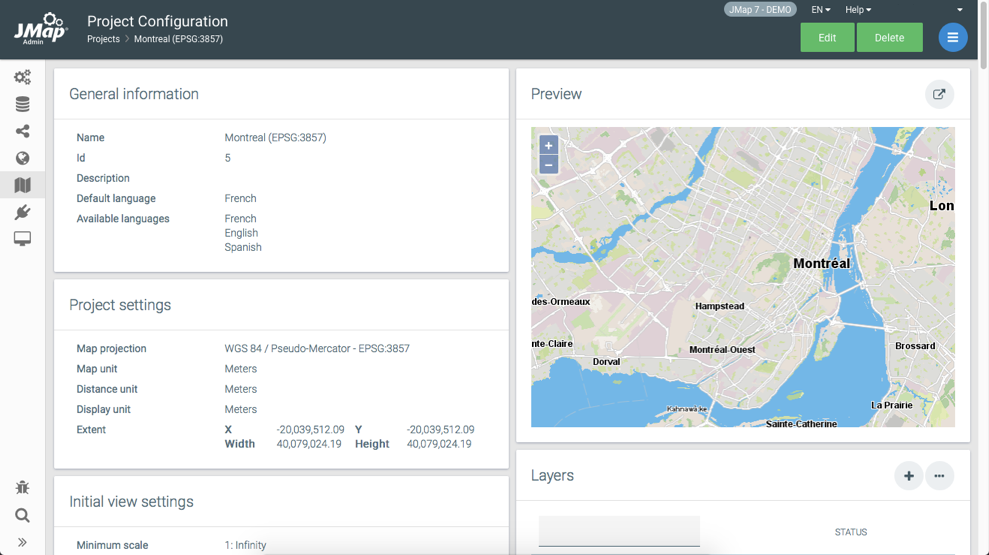 Interface for configuring JMap projects