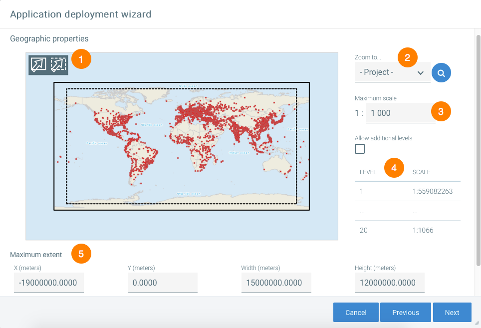 Interface for configuring the application's geographic properties