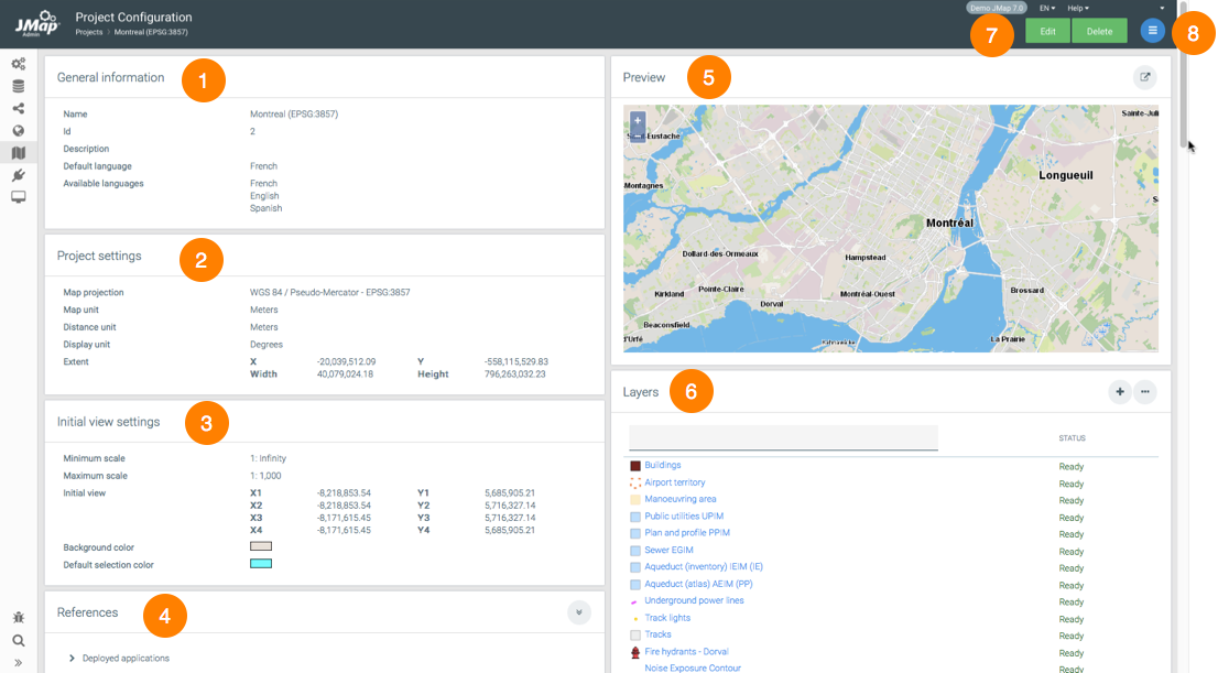 Project configuration interface