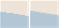 Ejemplo de un borde de polígono sin antialiasing (izquierda) y con antialiasing (derecha)