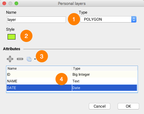 Interface for creating and modifying personal layers