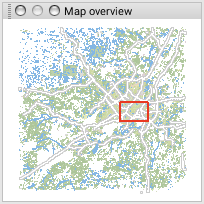 Overview window showing the displayed region using a red rectangle