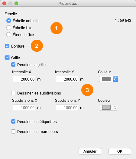 Paramètres de la carte pour l'impression