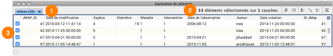 Explorateur de sélection