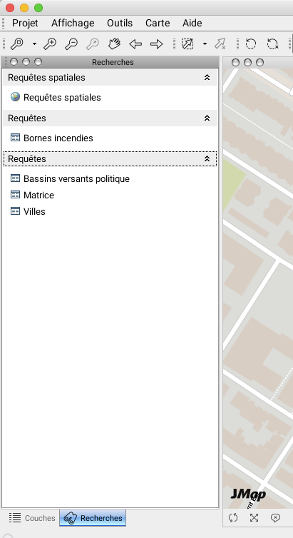 Fenêtre des recherches