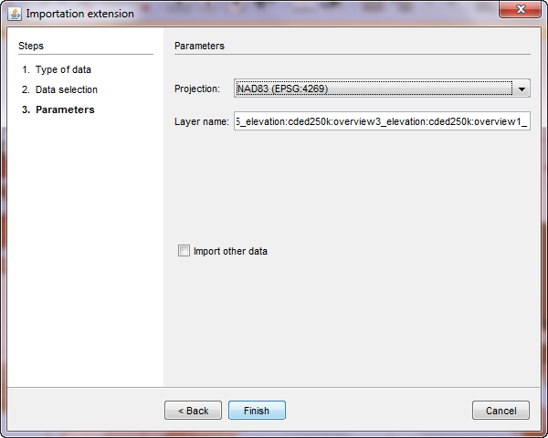 Configuring parameters of the layer originating from the WMS server