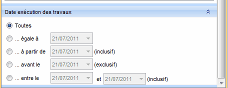 Filtrage par date d'exécution des travaux