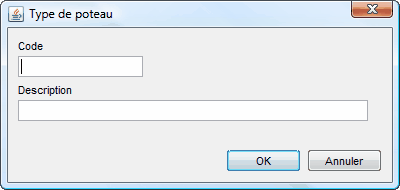 Fenêtre d'ajout d'un nouveau type de poteau Fenêtre d'ajout d'un nouveau type de poteau