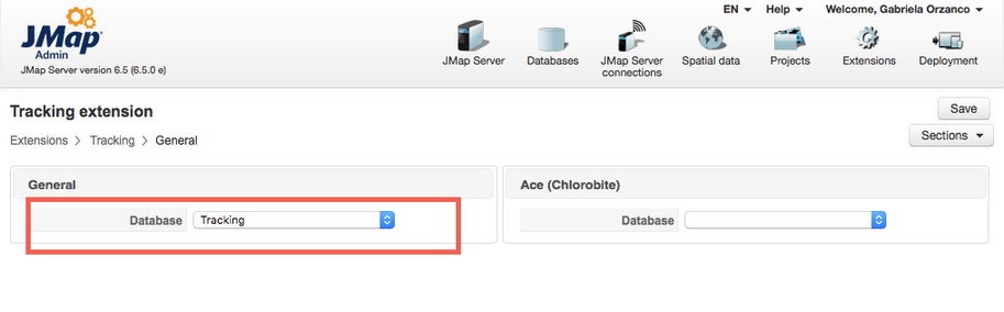 Selecting the Tracking database