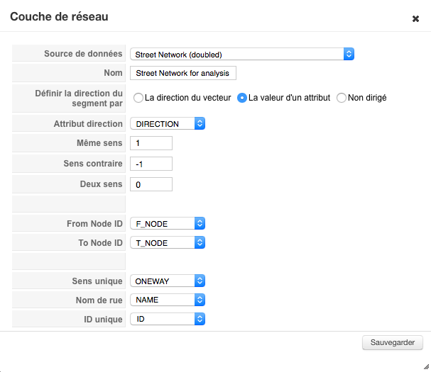 Interface de configuration d'un réseau pour l'analyse