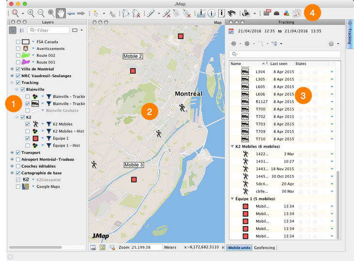 Interface graphique de Tracking