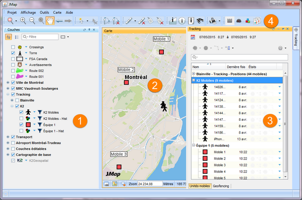 Interface graphique de Tracking