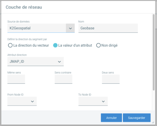 Interface de configuration d'un réseau pour l'analyse